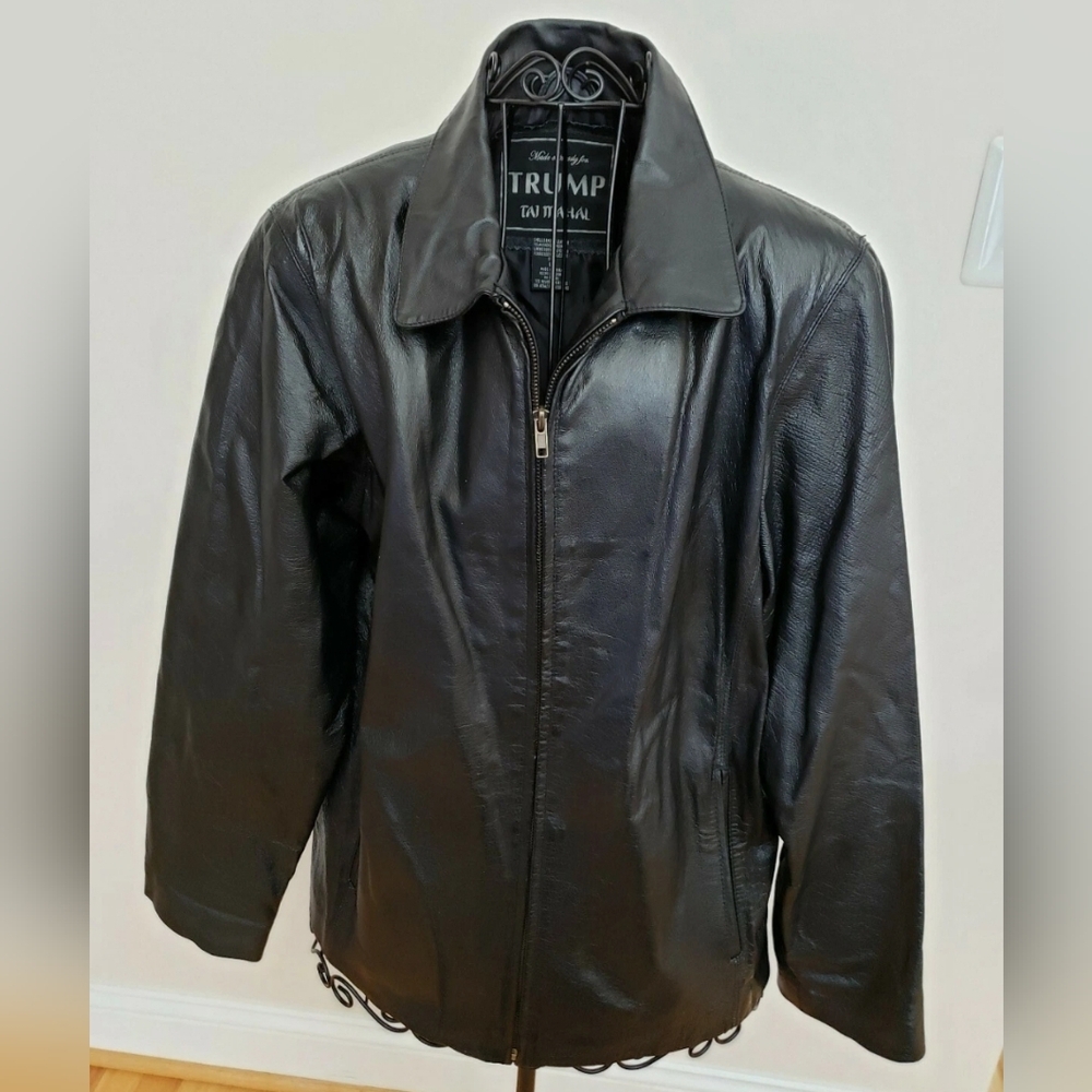 TRUMP TAJ MAHAL LEATHER JACKET COAT Ladies Sz Large or Men's Small Super Rare